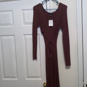 Brown open stomach dress